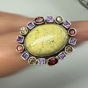 Vtg Nicky Butler Sterling Silver Ring Raj Collection Jasper Gemstones   7.5 925
